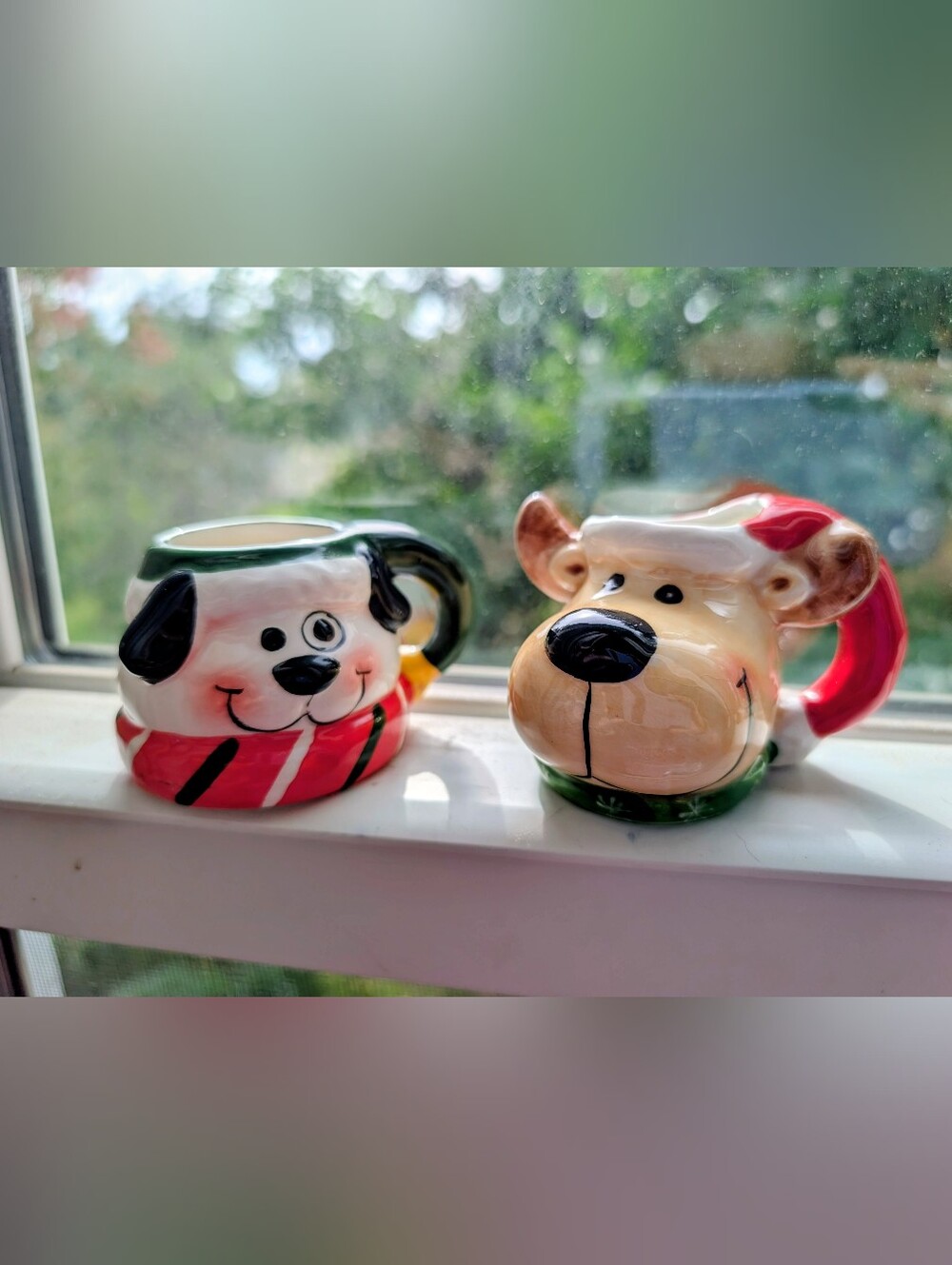Michaels Mini Christmas Holiday Mugs Ceramic Puppy Dogs Whimsical Fun Decor